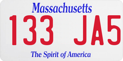 MA license plate 133JA5