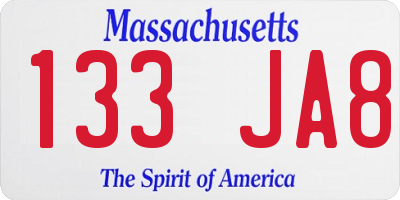 MA license plate 133JA8