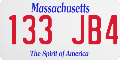 MA license plate 133JB4