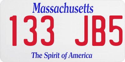MA license plate 133JB5