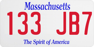 MA license plate 133JB7