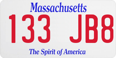 MA license plate 133JB8