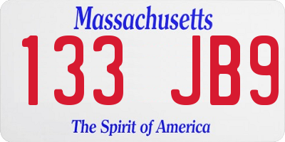 MA license plate 133JB9