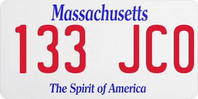 MA license plate 133JC0