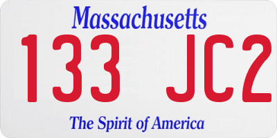 MA license plate 133JC2