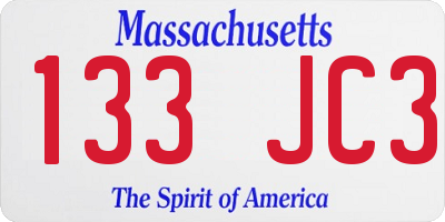 MA license plate 133JC3