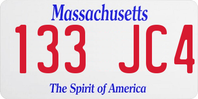 MA license plate 133JC4