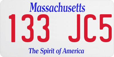 MA license plate 133JC5