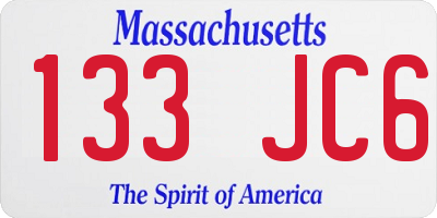 MA license plate 133JC6