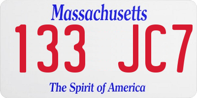 MA license plate 133JC7