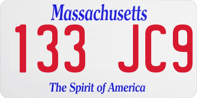 MA license plate 133JC9