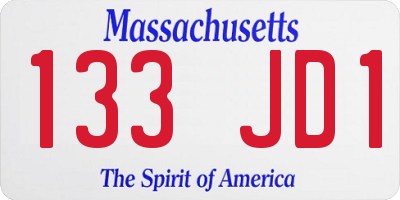 MA license plate 133JD1