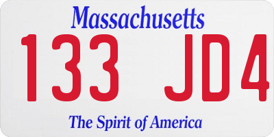 MA license plate 133JD4