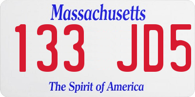 MA license plate 133JD5
