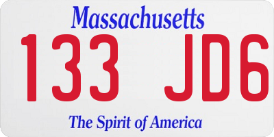 MA license plate 133JD6