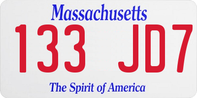 MA license plate 133JD7