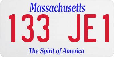 MA license plate 133JE1