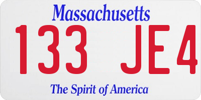MA license plate 133JE4