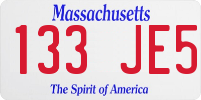 MA license plate 133JE5