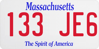 MA license plate 133JE6