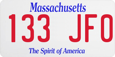 MA license plate 133JF0