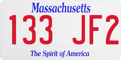 MA license plate 133JF2
