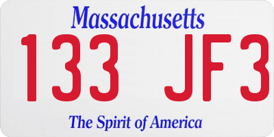 MA license plate 133JF3