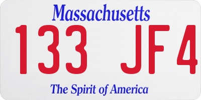 MA license plate 133JF4