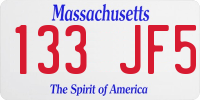 MA license plate 133JF5