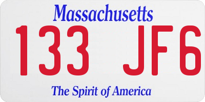 MA license plate 133JF6