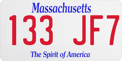 MA license plate 133JF7