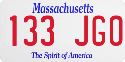MA license plate 133JG0
