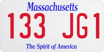 MA license plate 133JG1