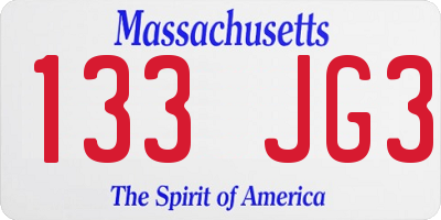 MA license plate 133JG3