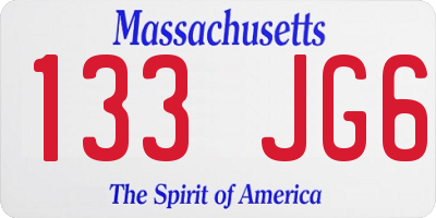 MA license plate 133JG6