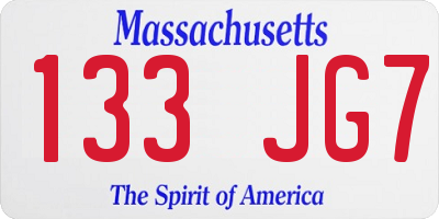 MA license plate 133JG7
