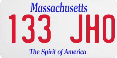 MA license plate 133JH0