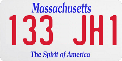 MA license plate 133JH1