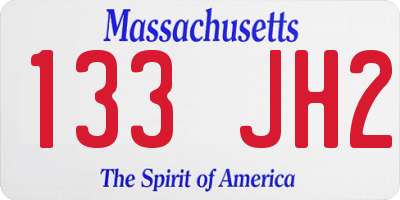 MA license plate 133JH2