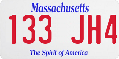 MA license plate 133JH4