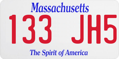 MA license plate 133JH5