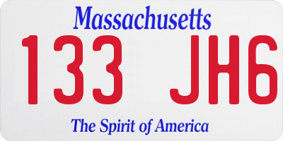 MA license plate 133JH6