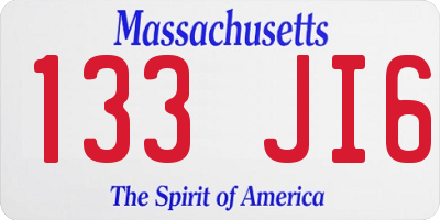 MA license plate 133JI6