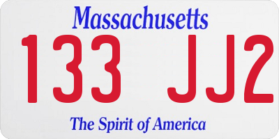MA license plate 133JJ2