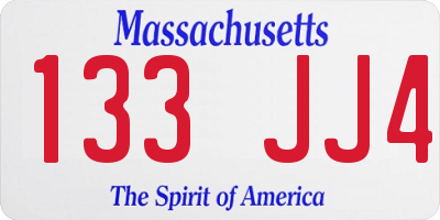 MA license plate 133JJ4