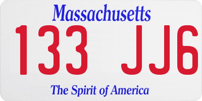 MA license plate 133JJ6
