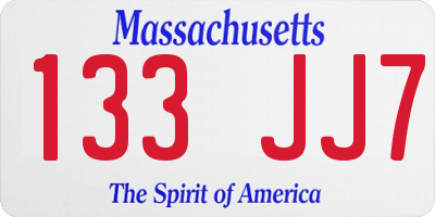MA license plate 133JJ7