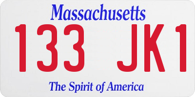 MA license plate 133JK1