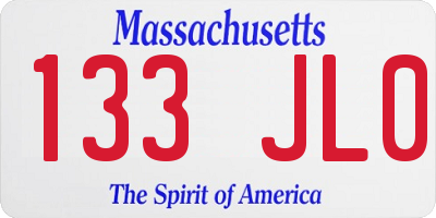 MA license plate 133JL0