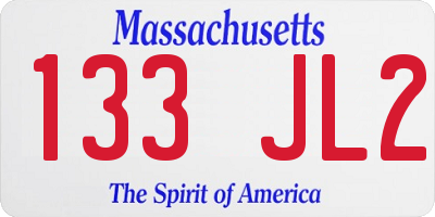 MA license plate 133JL2